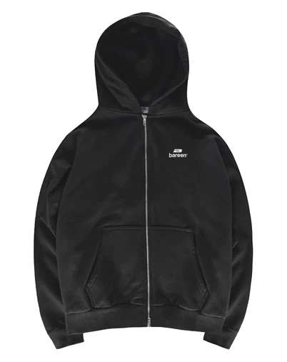 Bareen - Logo Oversized Zip Hoodie - Black